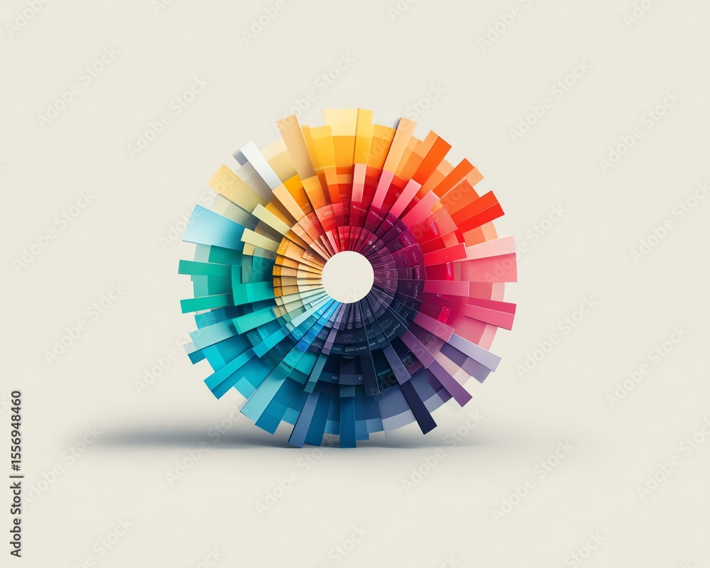 Fototapeta premium Vibrant circular design with colorful layers.