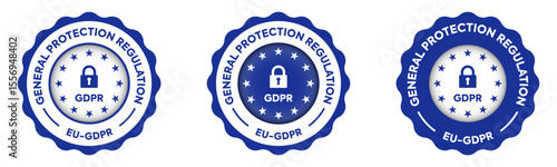 GDPR Compliance Badge General Data Protection Regulation Seal Icon Blue