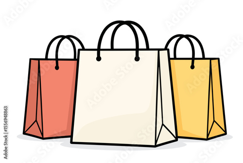 Colorful Shopping Bags Illustration: A Vector Graphic Depicting Retail and Consumerism with Clean Lines