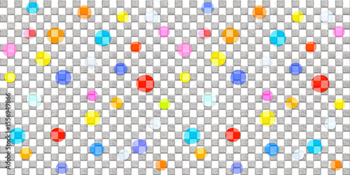 colorful polka dots  with emboss black and white checkered  seamless pattern . vintage and pop wallpaper for kid