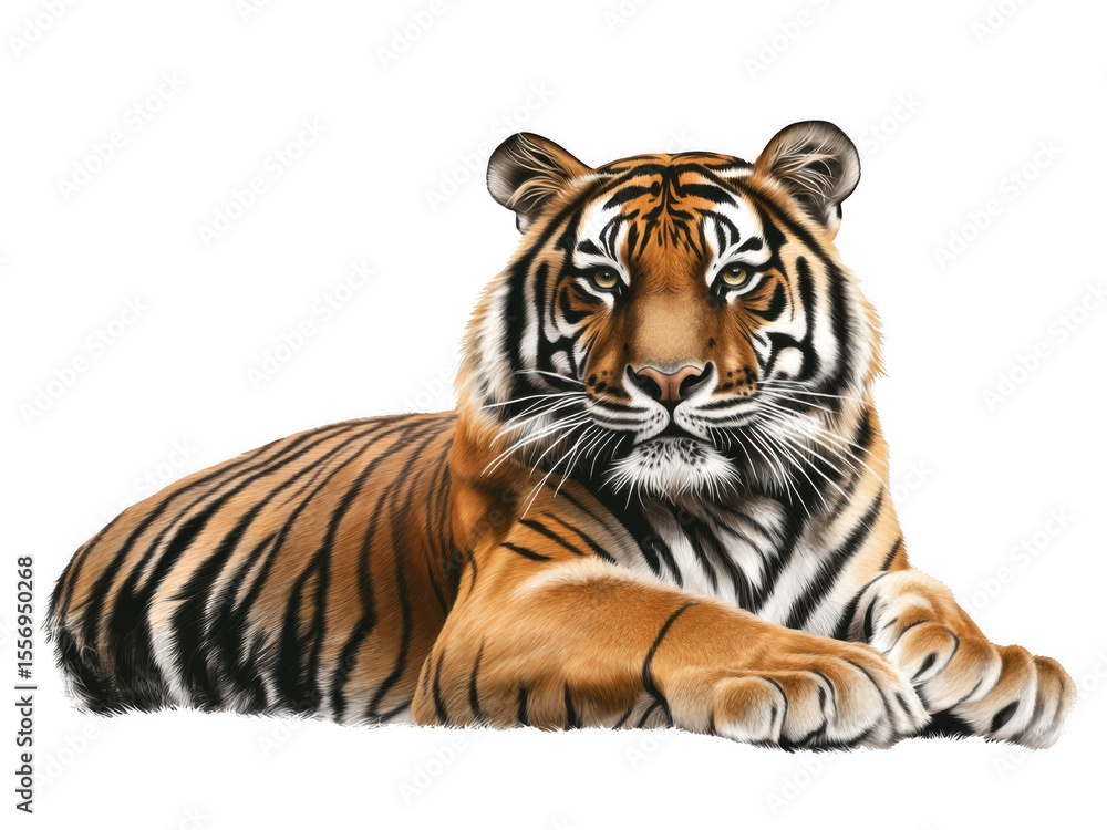 Obraz premium Majestic tiger cutout on transparent background png image wildlife photography studio environment detailed view