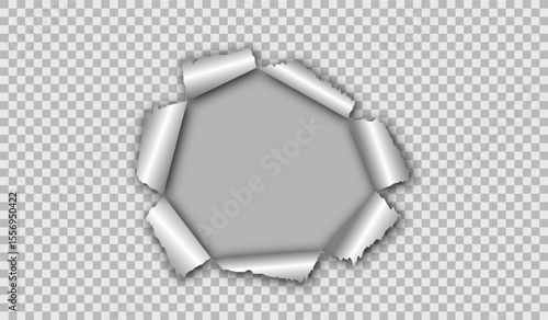 Torn hole sheet of transparent paper. paper holes with torn edges. ragged Hole torn in ripped paper. Torn paper realistic. Friday sale and promo banner. Paper hole frame for you image
