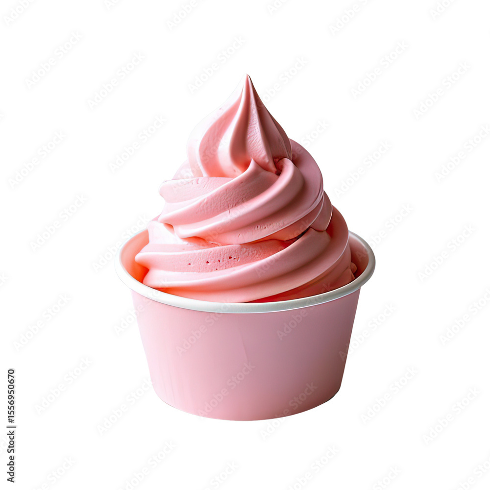 custom made wallpaper toronto digital Strawberry Ice Cream Swirl In A Pastel Paper Cup, Generative AI