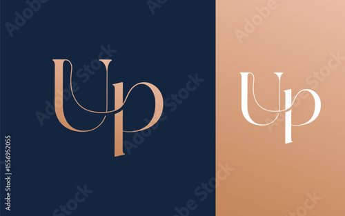 Initial letter UP PU logo design vector illustration for couple, wedding, and business
