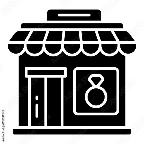A solid design icon of jewelry shop