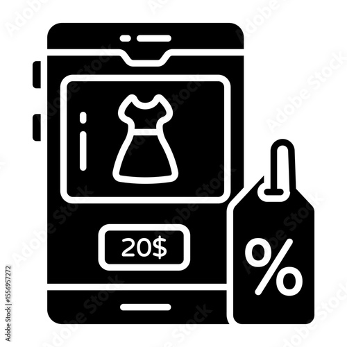A glyph design icon of buy dress online