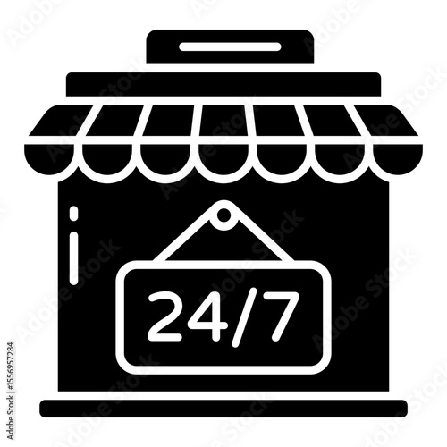 Trendy design icon of 24/7hr shop open