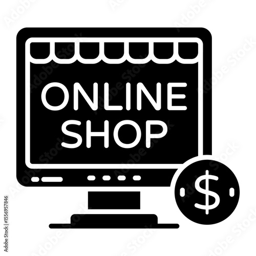 Editable design icon of e store