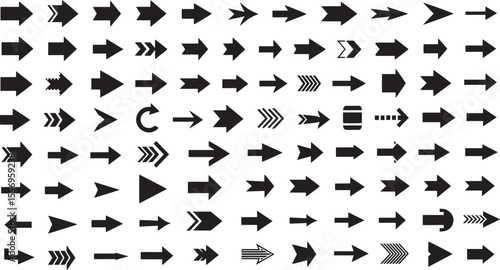 Extensive Collection of Black Arrows Vector EPS Graphics for Design