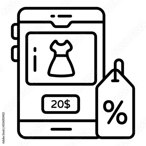 A glyph design icon of buy dress online