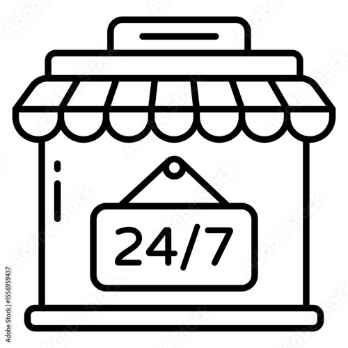Trendy design icon of 24/7hr shop open