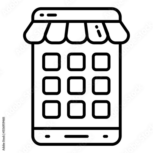 Editable design icon of mobile shop