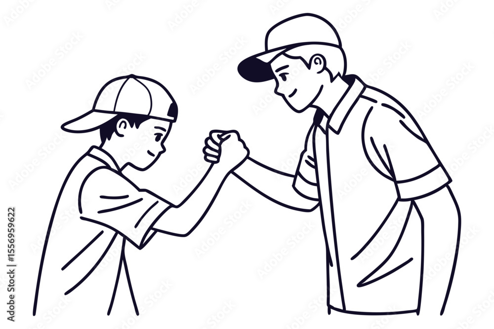 Casual Fist Bump Between Friends on Clean Background Casual Fist Bump Between Friends on Clean Background