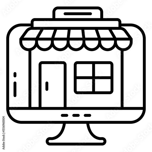 A line design icon of online shop