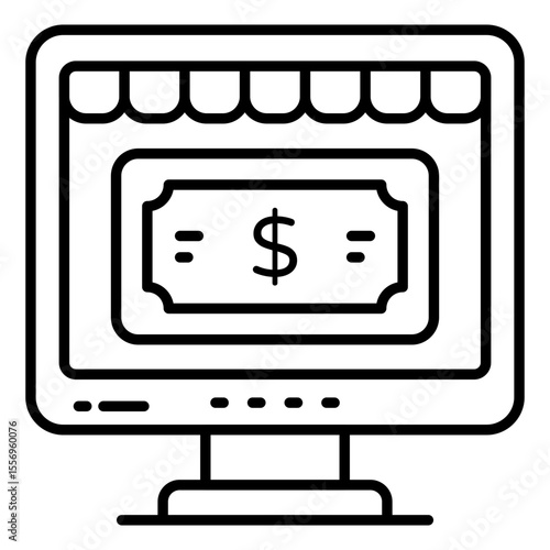 A creative design icon of online cash