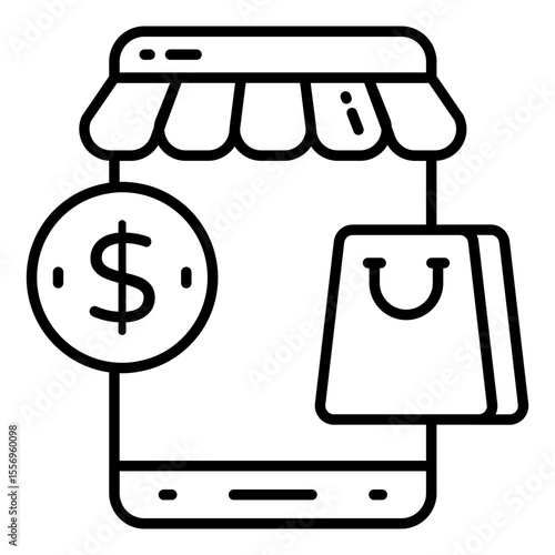 A line design icon of online shop