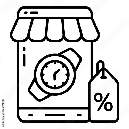 line design icon of buy watch online