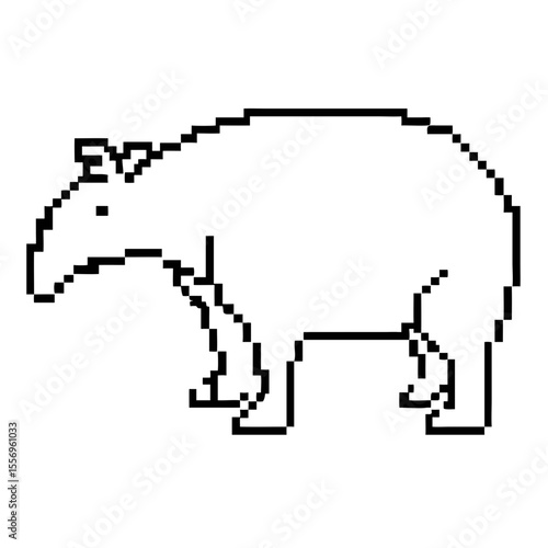 Pixelated outline of a tapir standing in a minimalist style