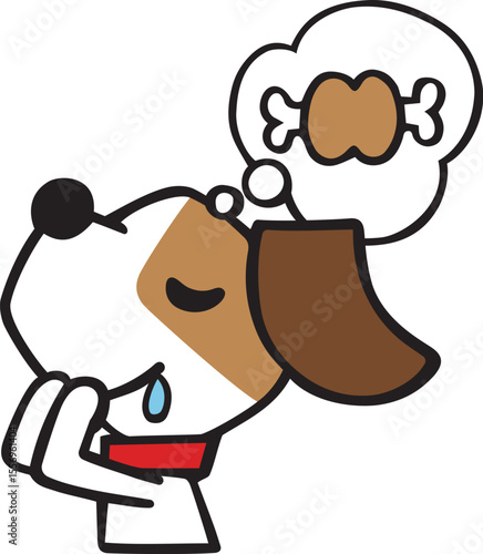 ジャックラッセルテリア犬キャラクター　美味しそうポーズ