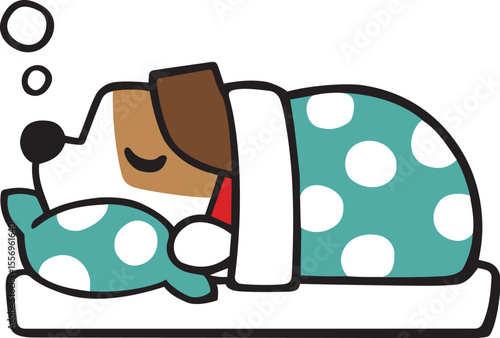 ジャックラッセルテリア犬キャラクター　睡眠イラスト