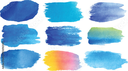 Vector set color full brush Strock. Text boxes for banner. transparent background 