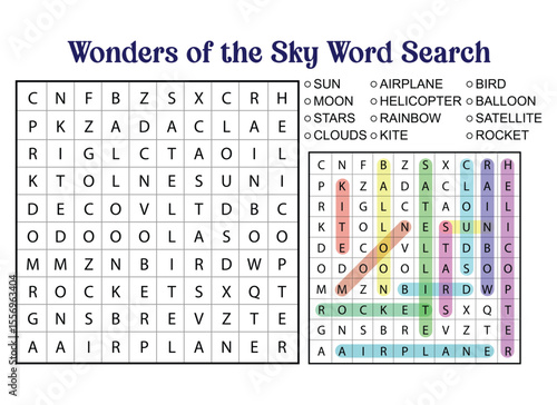 Wonders of the Sky Word Search Puzzle with Answer Key Included