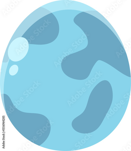 Cartoon Illustration of a Blue Speckled Egg
