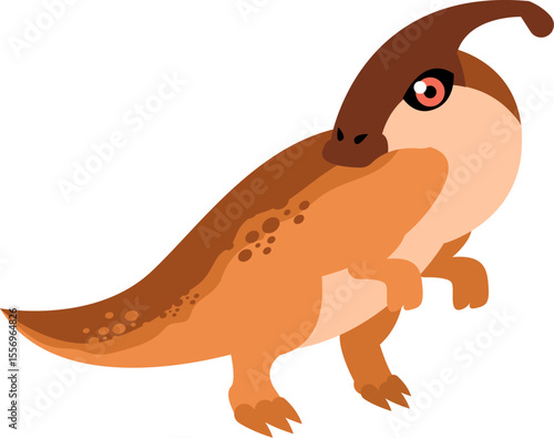 Cartoon Parasaurolophus Character Illustration