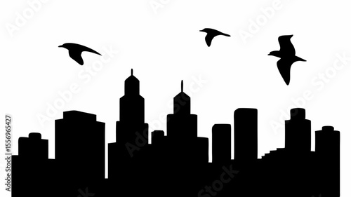 seattle skyline with flag