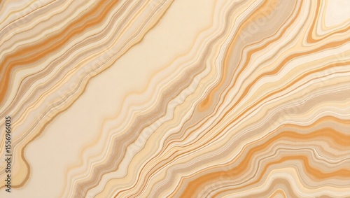 Abstract flowing wavy lines of beige and orange colors creating a natural stone agate pattern