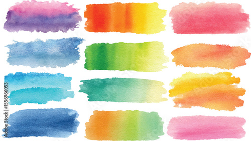 Color paint splatter. Spray paint blot element. Colorful, Set of vector brush strokes. Watercolor. Colorful abstract painted ink strokes set on watercolor paper. transparent background 