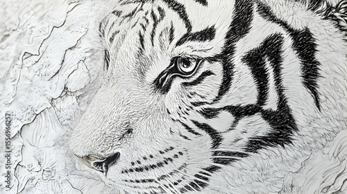 Tiger Face Sketch with Texture