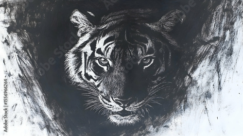 Tiger in Dramatic Shadow