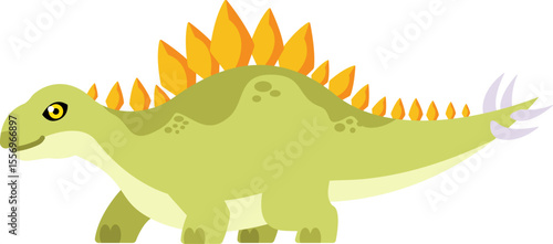Cartoon Illustration of a Stegosaurus Dinosaur