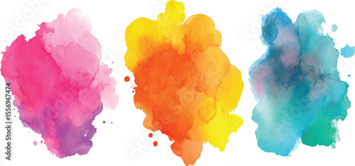 Watercolor painting, vector icon set, Violet and pink watercolor circles. Vector backdrop.