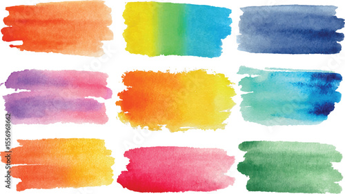 Colorful watercolor patch vector design transparent background