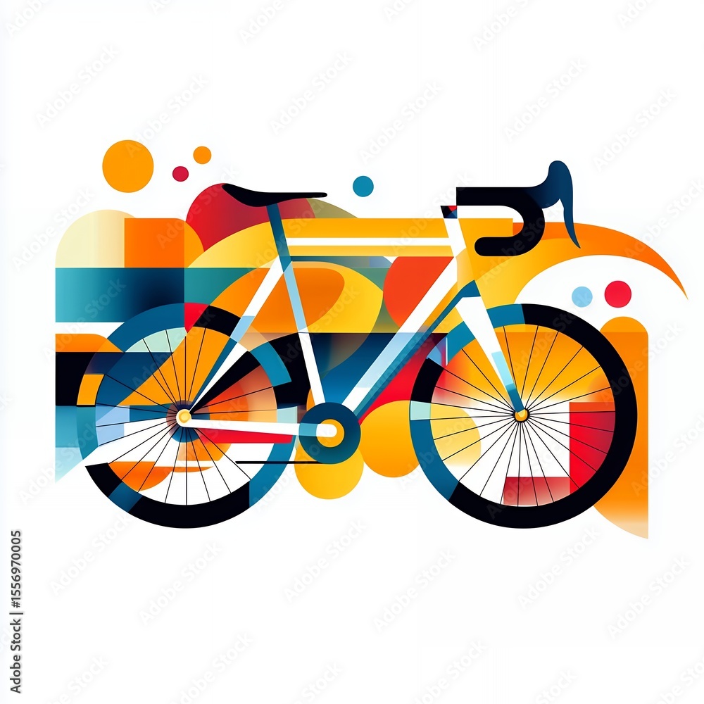 Fototapeta premium Abstract Colorful Geometric Road Bicycle Illustration