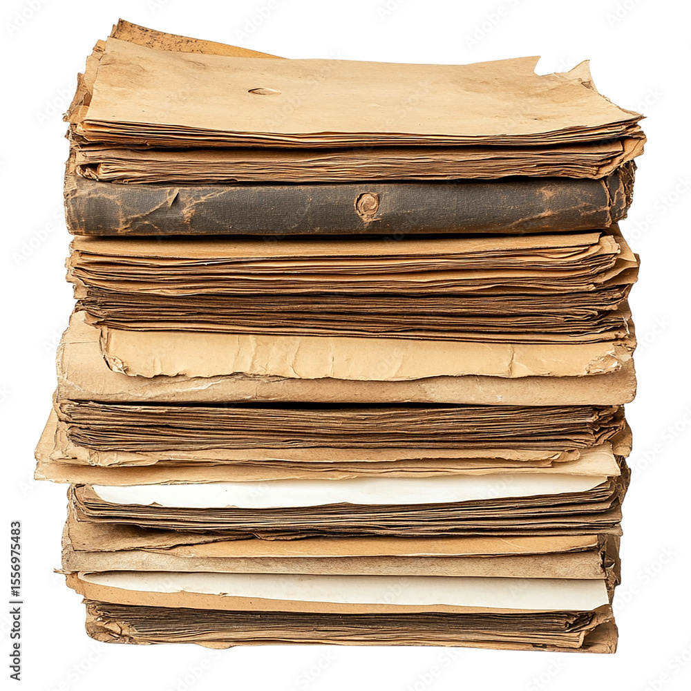 Stack of aged, yellowed paper sheets Stack of aged, yellowed paper sheets