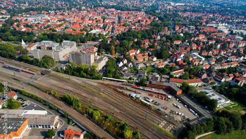 Aerial view on a sunny noon of the old town in the city Göttingen in Germany