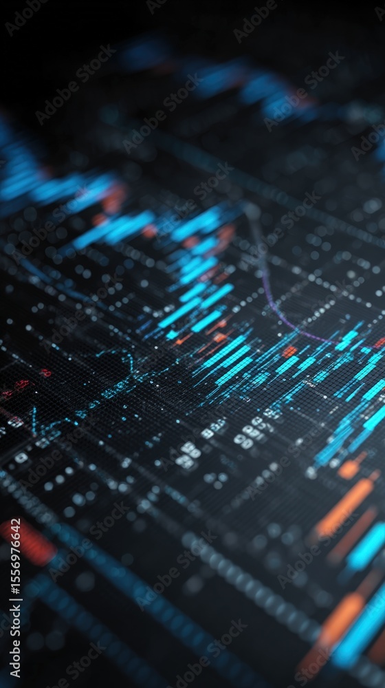 A close up view of a digital interface with blue and red data points and lines displayed A close up view of a digital interface with blue and red data points and lines displayed
