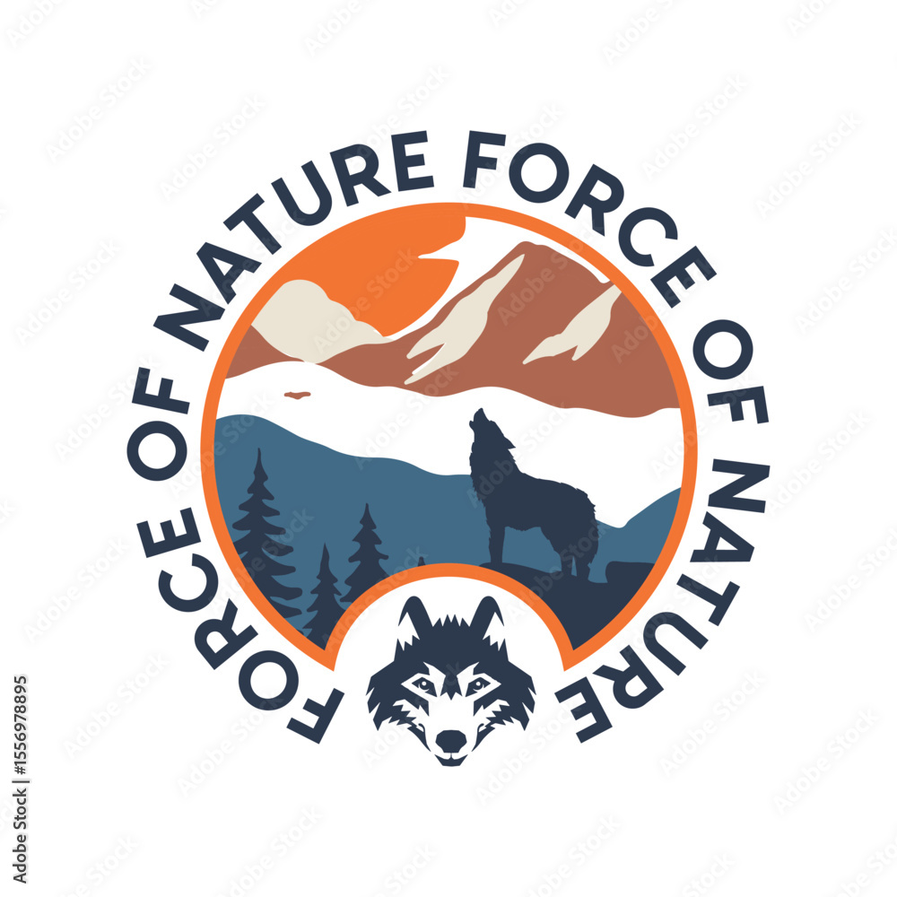 Fototapeta premium Adventure Mountain Wolf Badge Design