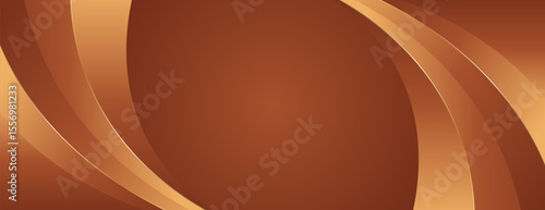 Elegant bronze luxury curve background with gold accents. Abstract modern banner design for websites, headers, sale templates, business ads, awards, events, and more