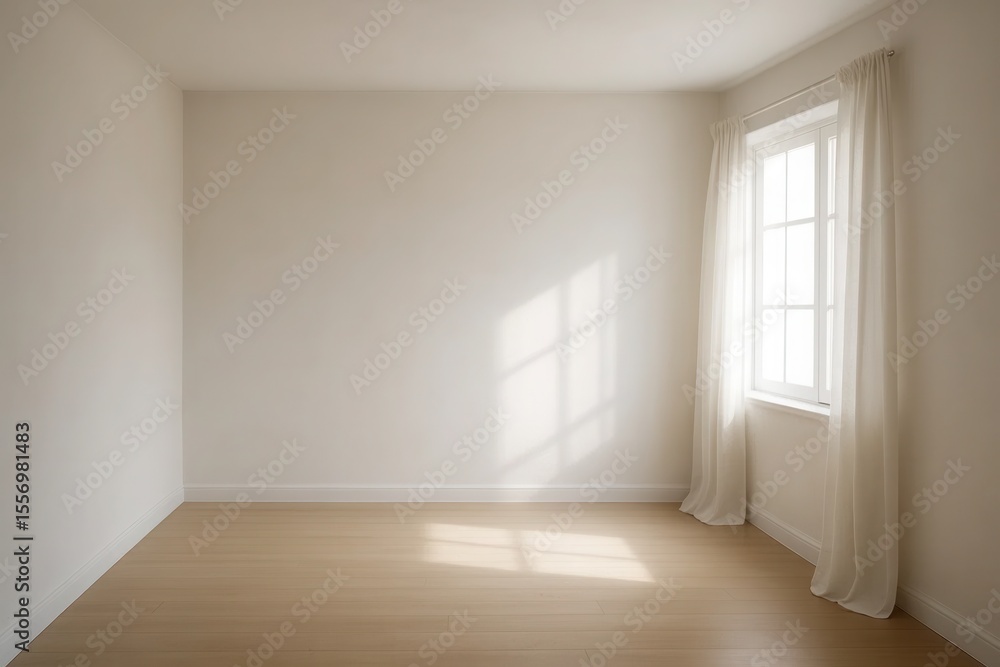 An empty room with a window and a wooden floor An empty room with a window and a wooden floor