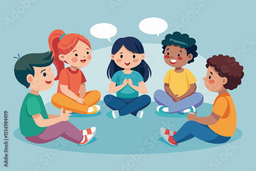 Children sitting in a sharing circle, each talking about their feelings