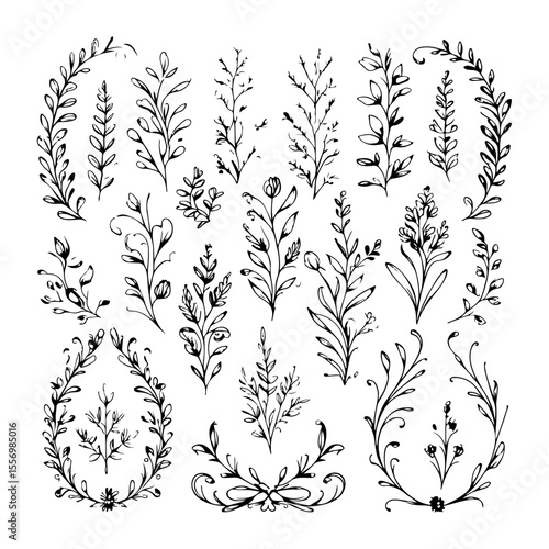 Silhouette design elements for design universal template, simple template design isolated on white background.