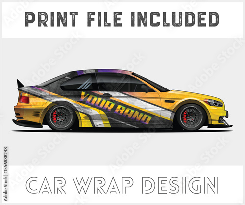 Colorful Car Wrap Design with Print File Included