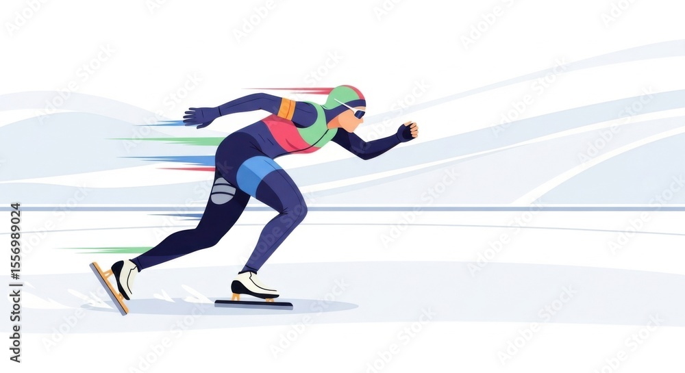Fototapeta premium Speed Skater in Action Illustration