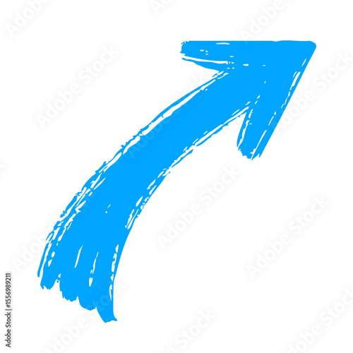 Blue Brushstroke Arrow Pointing Upward. Symbolizes Growth And Progress. Isolated Vector Illustration