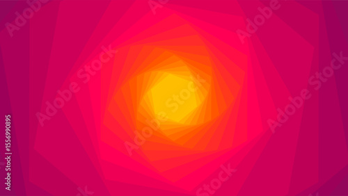 Abstract geometric swirl with layered shapes and warm gradient blending pink, orange and yellow, Ideal for modern design backgrounds or creative artwork