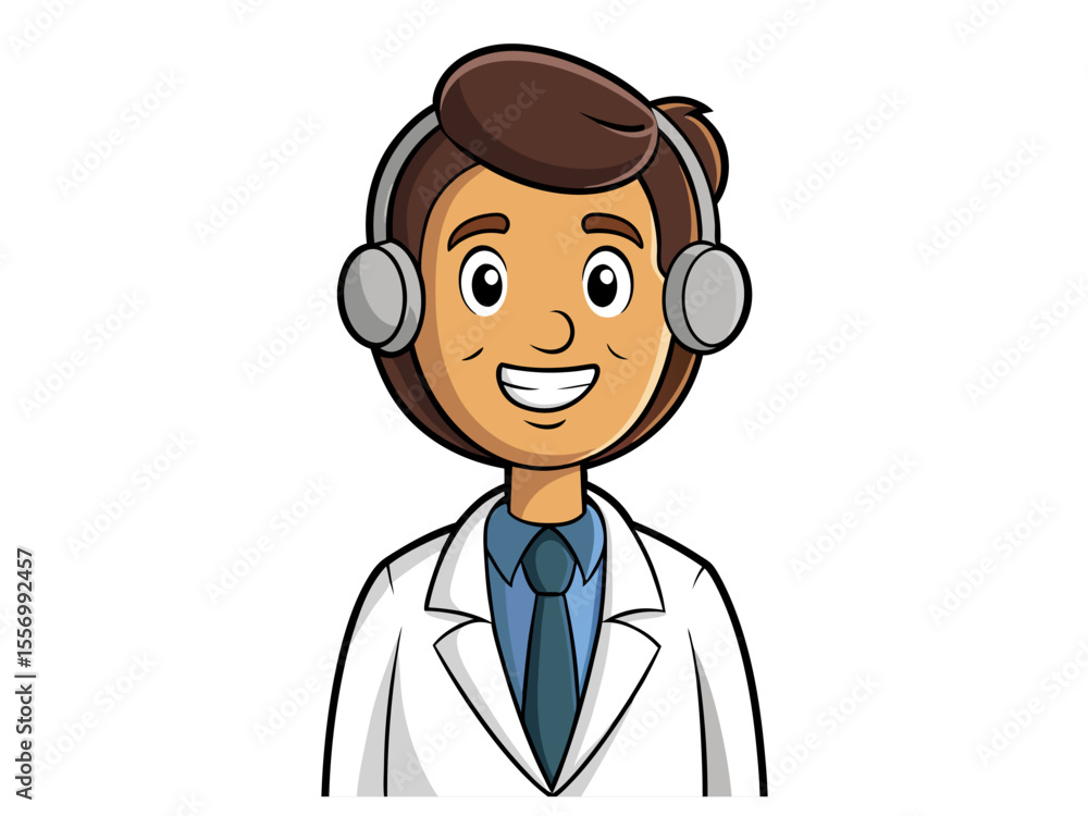 Confident female helpdesk operator wearing headset showing positive attitude and friendly demeanor Confident female helpdesk operator wearing headset showing positive attitude and friendly demeanor